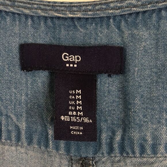 GAP Chambray Sleeveless Tunic Dress with Pockets | Size Medium - Picture 3 of 8